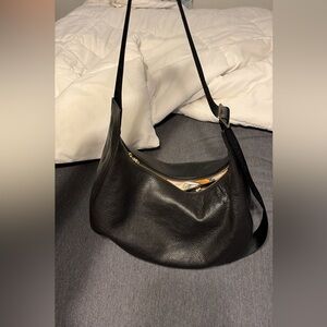 Black leather shoulder bag